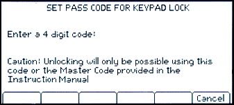 Front panel lockout screen